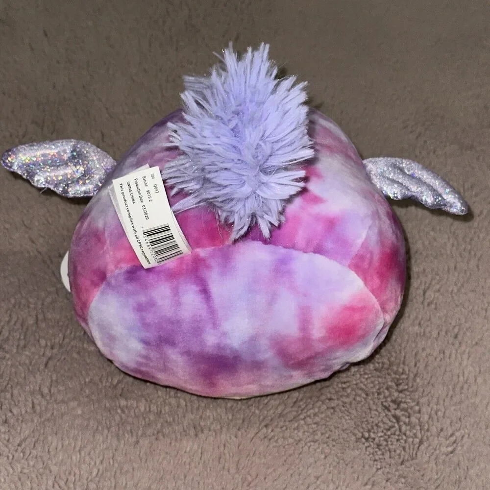 2020 Squishmallows WILLOW Pegasus Pink & Purple Glitter Sparkle Wings Tie Dye 8